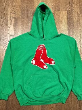Vintage Y2K Boston Red Sox Bulletin Green St Patricks Day Hoodie Mens Large